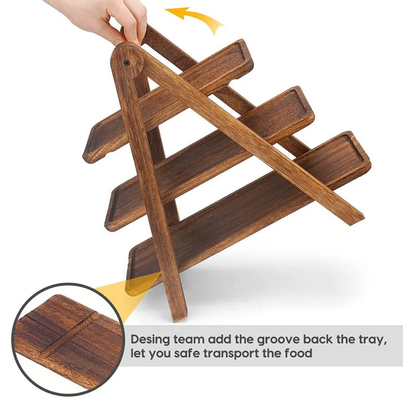 3 Tier Serving Tray Wood Tiere - Bamboo Cutlery recension och pris