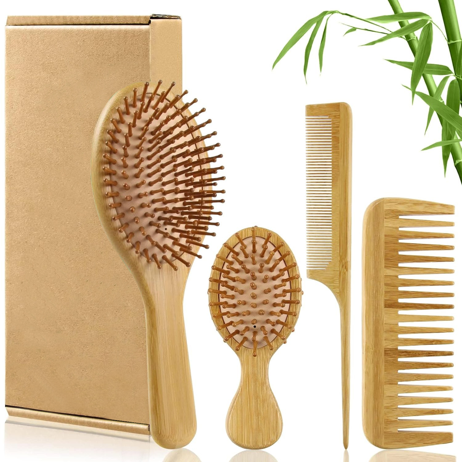 Bamboo Hair Brush Comb Set for - Bamboo Toothbrush recension och pris